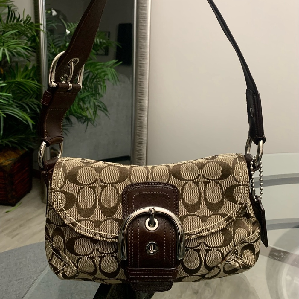 Coach Brown/Tan Canvas leather Soho Shoulder Bag